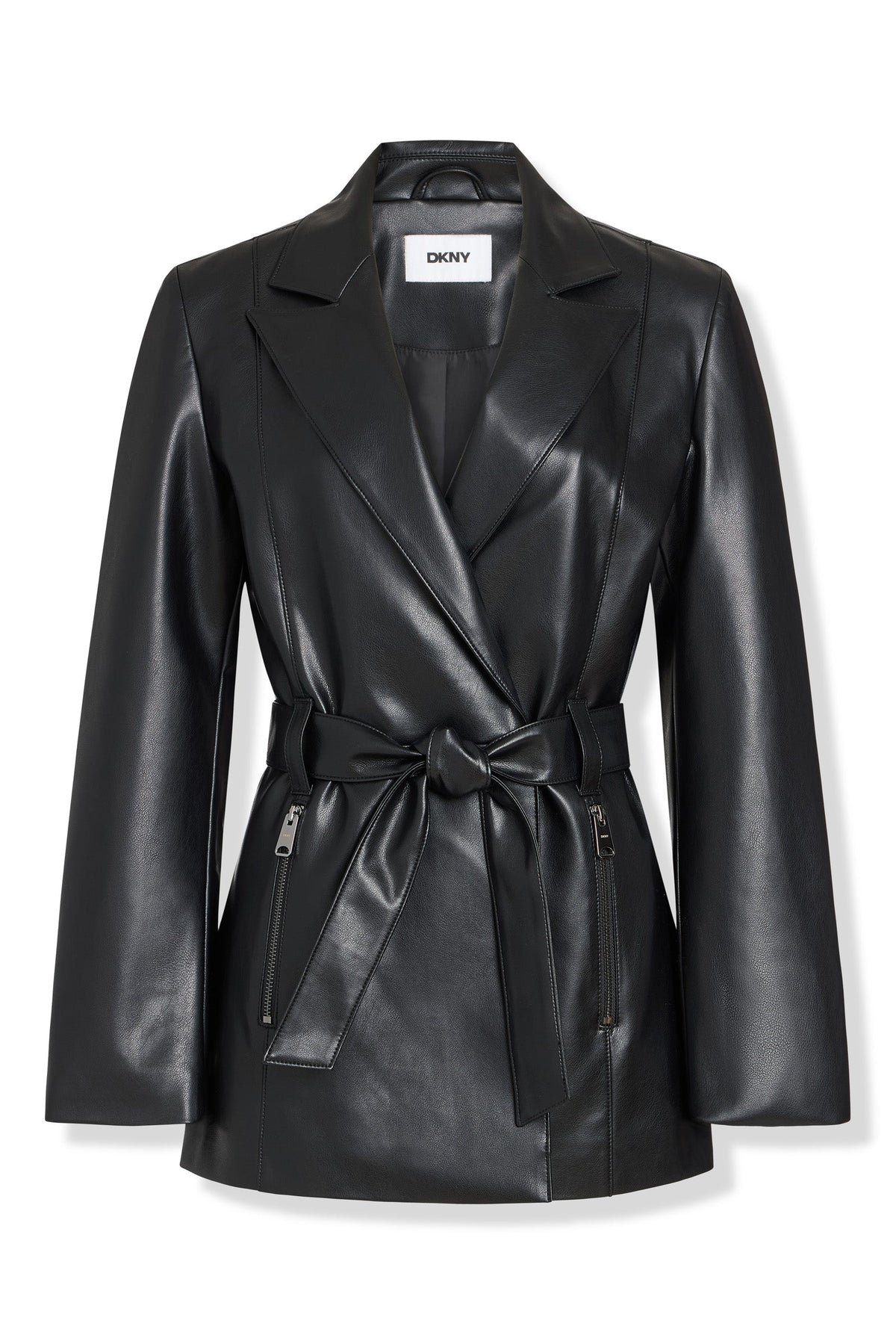 DKNY FAUX LEATHER BLAZER COAT