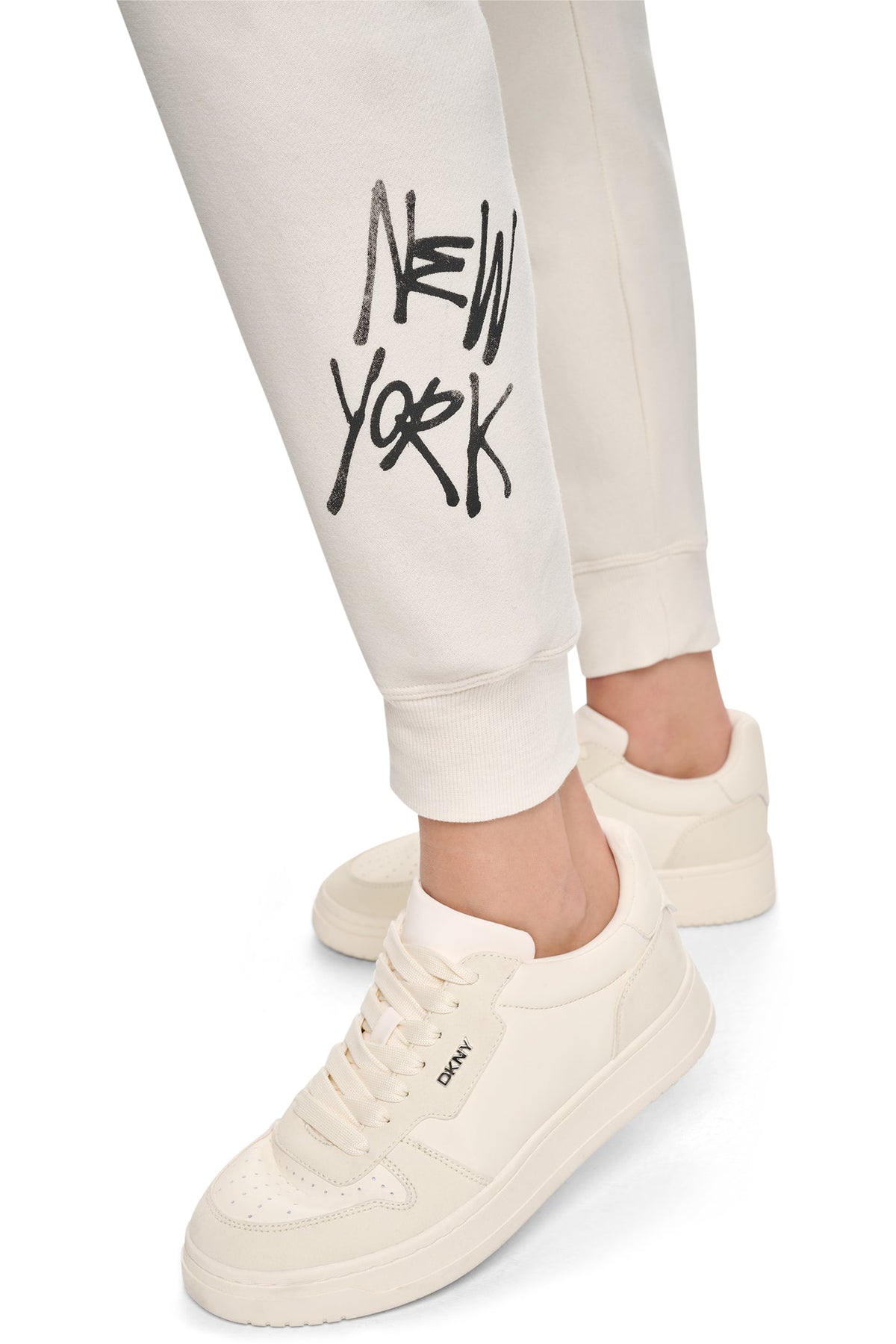 DKNY MID-RISE GRAFFITI RHINESTONE LOGO JOGGER