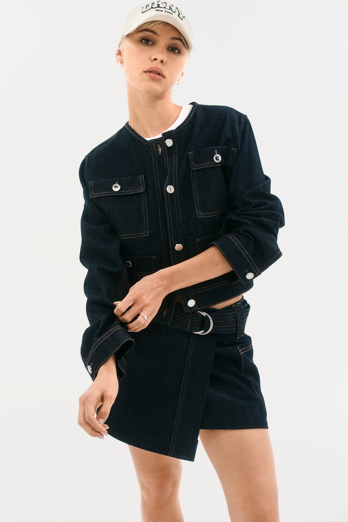 DKNY MIXED MEDIA DENIM JACKET