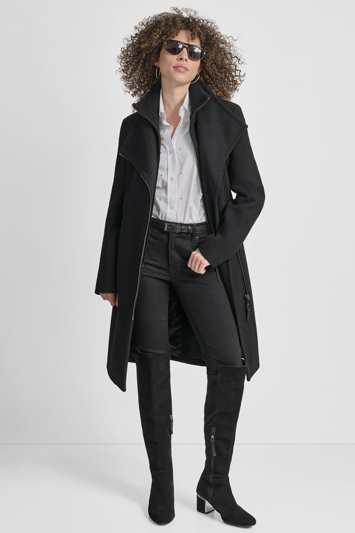DKNY WOOL WRAP JACKET WITH INSERT