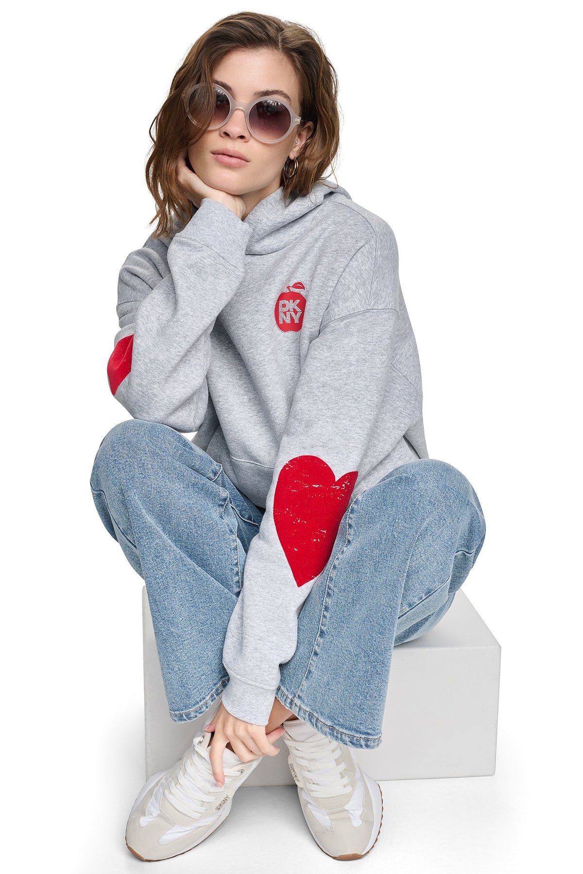 DKNY OVERSIZED BIG APPLE LOGO HOODIE