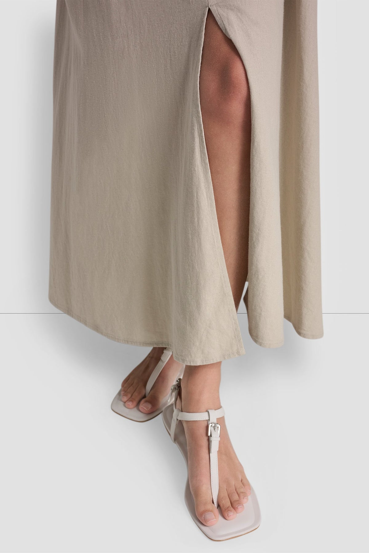 DKNY LINEN-BLEND TIE BACK MAXI DRESS