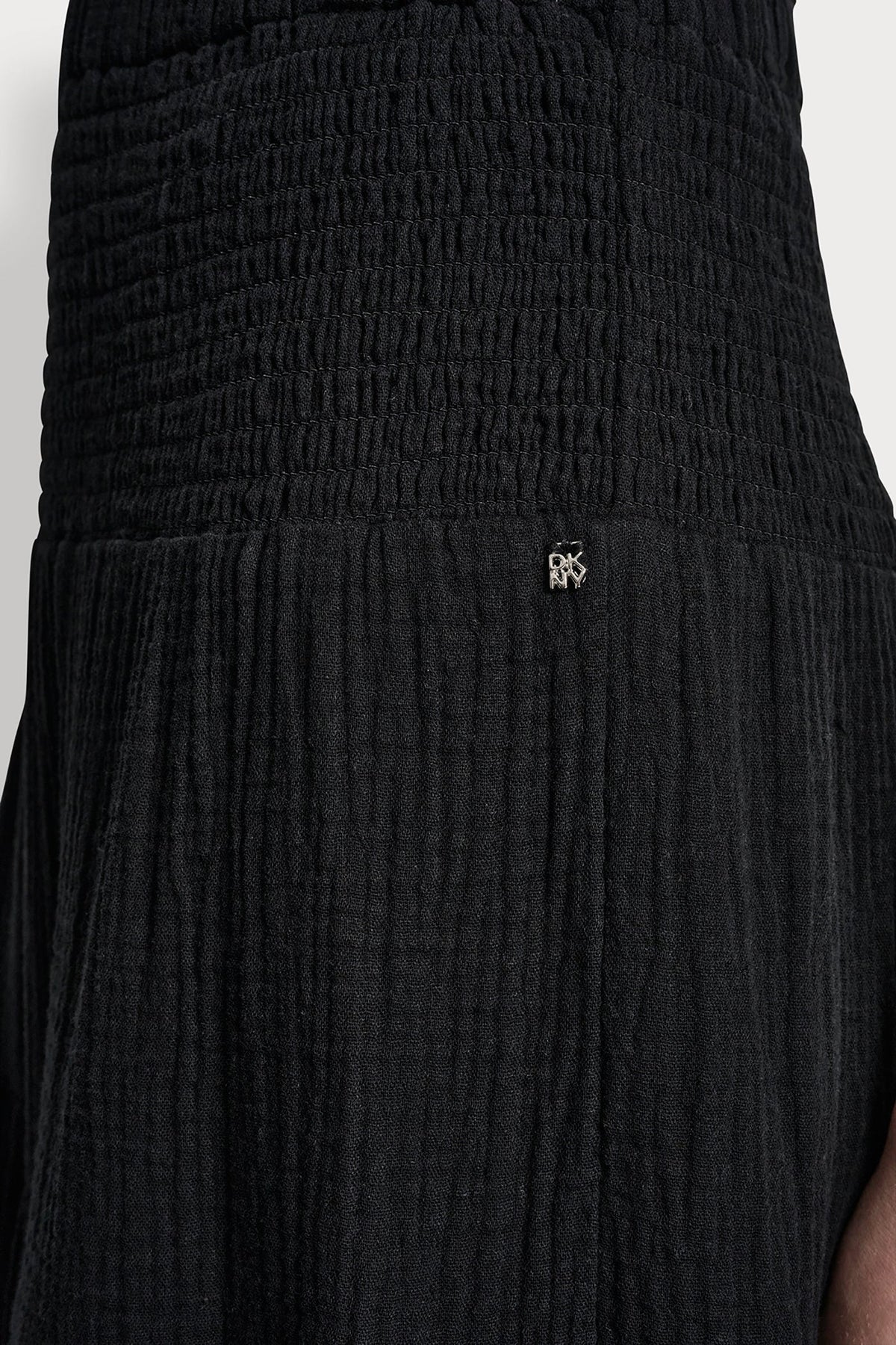DKNY SMOCKED WAIST MAXI TIERED SKIRT