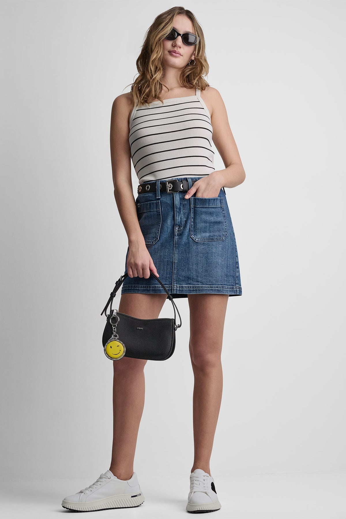DKNY HIGH-RISE PATCH POCKET MINI SKIRT