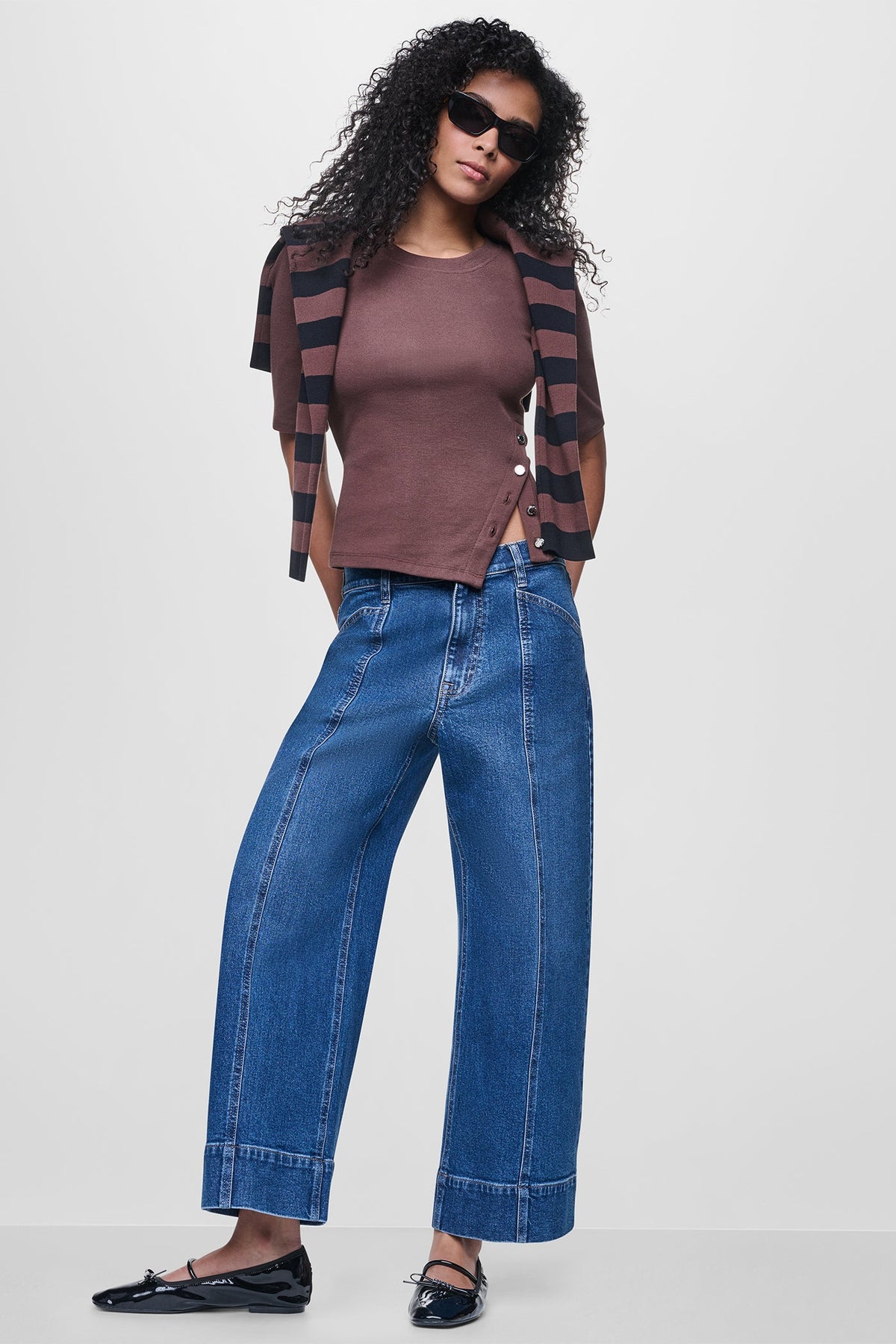 DKNY SHORT SLEEVE ASYMMETRIC TOP