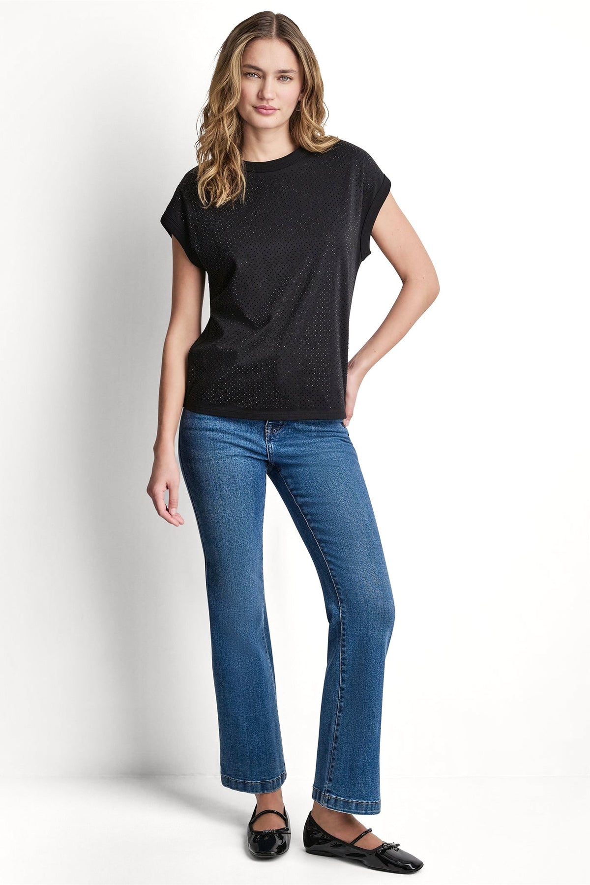 DKNY RHINESTONE EMBELLISHED TANK TOP