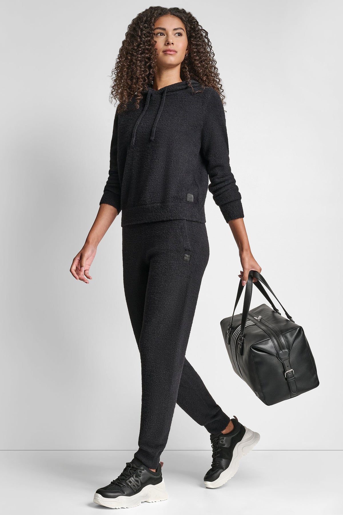 DKNY FEATHER YARN JOGGER WITH POCKETS AND TONAL LOGO