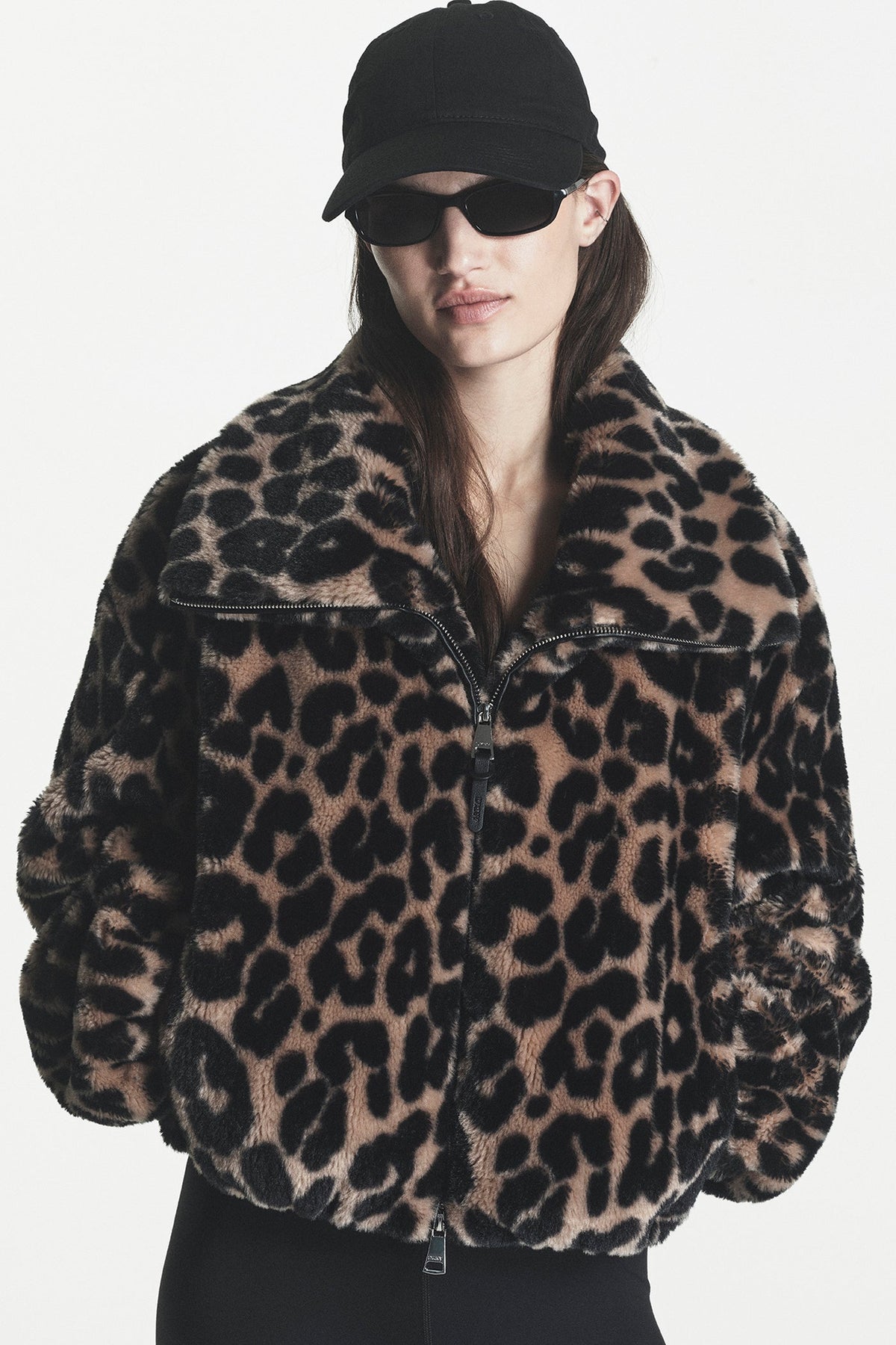 DKNY FAUX FUR BUBBLE HEM JACKET