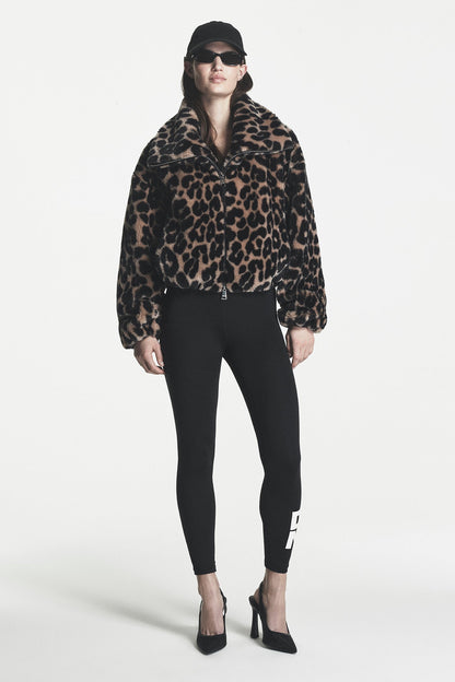 DKNY FAUX FUR BUBBLE HEM JACKET