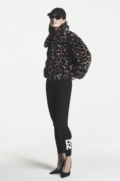 DKNY FAUX FUR BUBBLE HEM JACKET