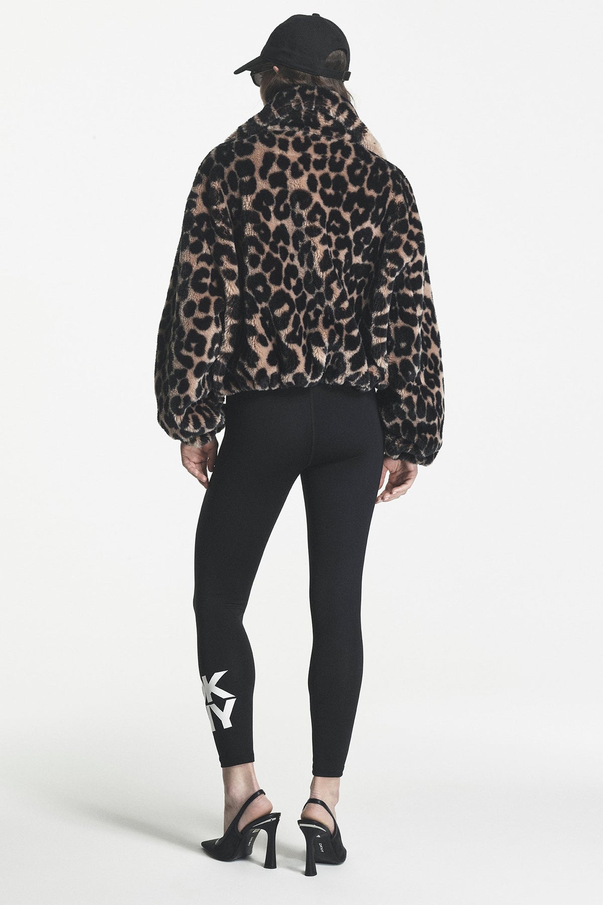 DKNY FAUX FUR BUBBLE HEM JACKET