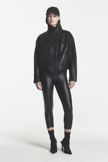DKNY ASYMMETRIC FAUX LEATHER JACKET