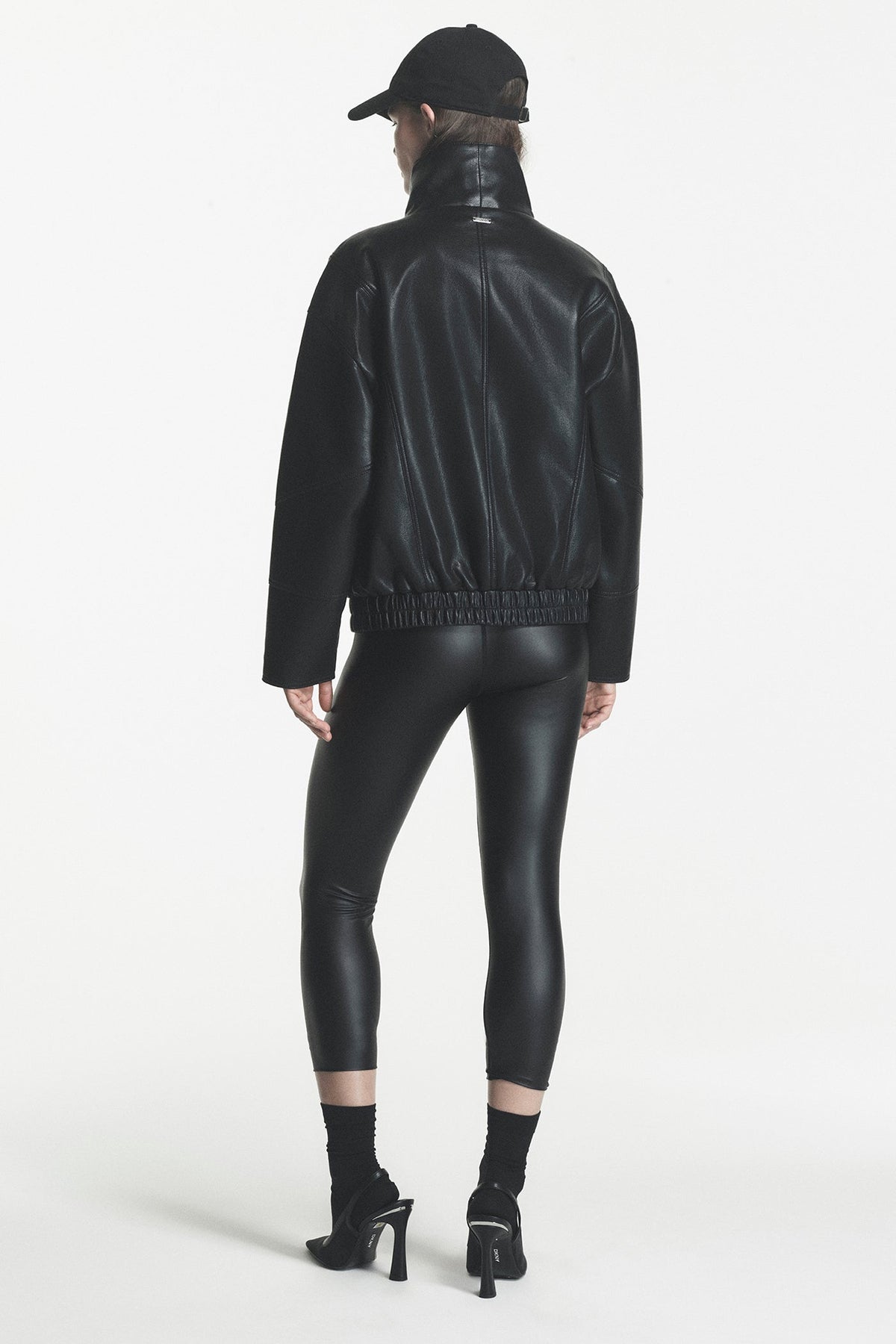 DKNY ASYMMETRIC FAUX LEATHER JACKET