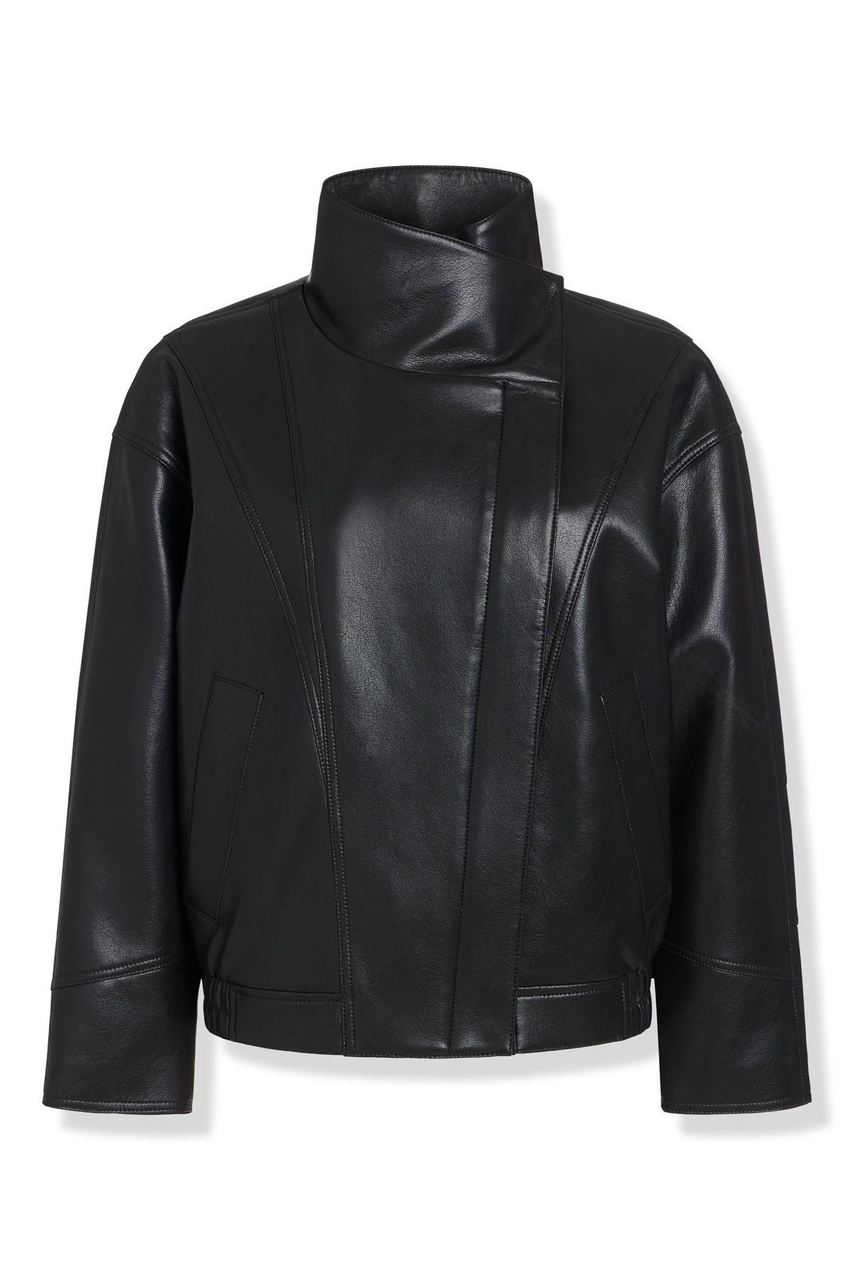 DKNY ASYMMETRIC FAUX LEATHER JACKET