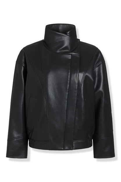 DKNY ASYMMETRIC FAUX LEATHER JACKET
