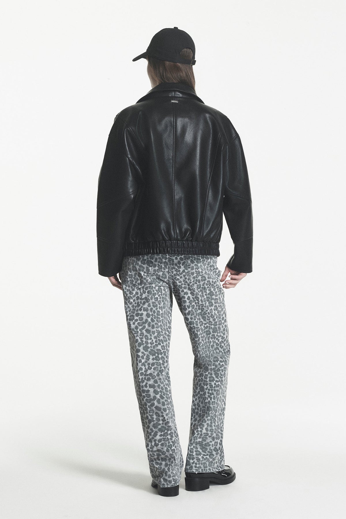 DKNY ASYMMETRIC FAUX LEATHER JACKET