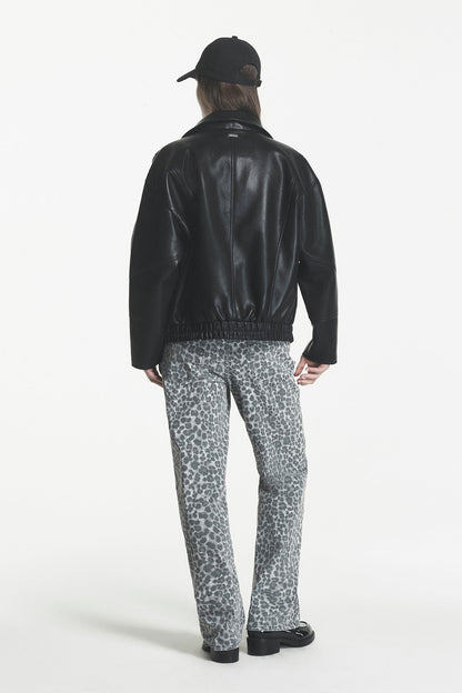 DKNY ASYMMETRIC FAUX LEATHER JACKET