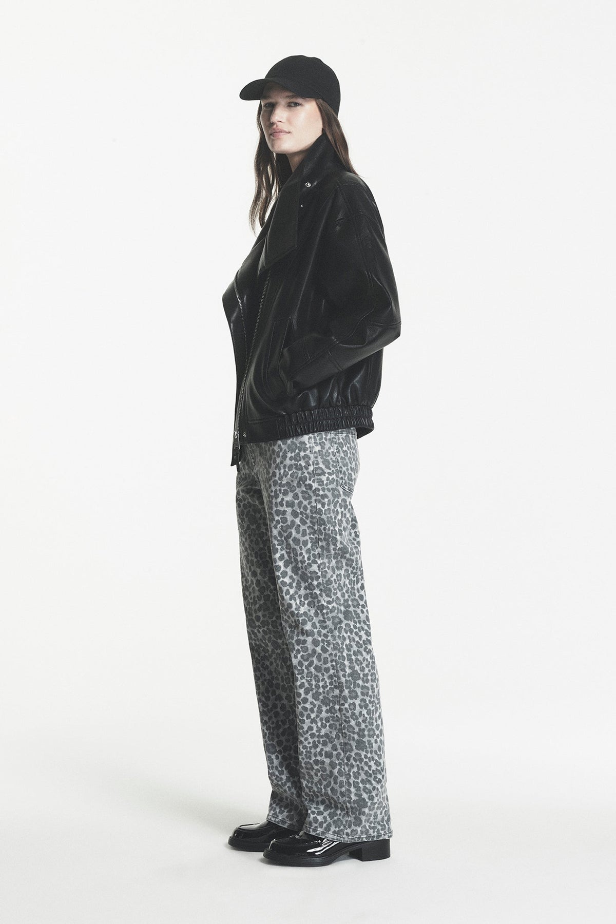 DKNY ASYMMETRIC FAUX LEATHER JACKET