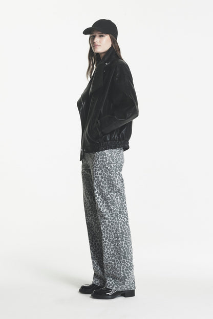 DKNY ASYMMETRIC FAUX LEATHER JACKET