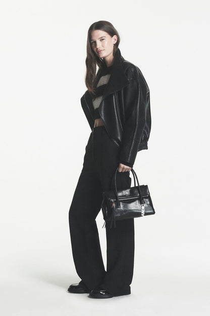 DKNY ASYMMETRIC FAUX LEATHER JACKET