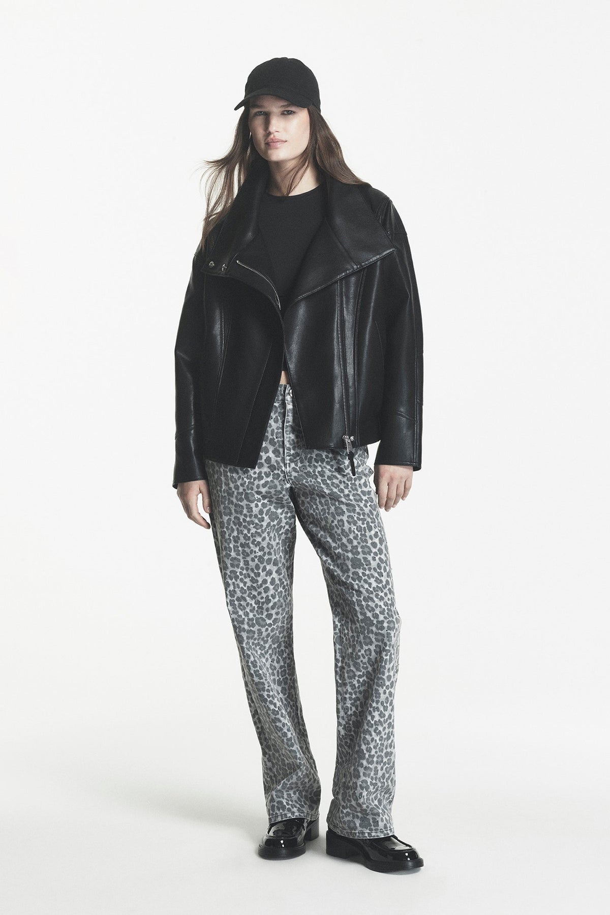 DKNY ASYMMETRIC FAUX LEATHER JACKET