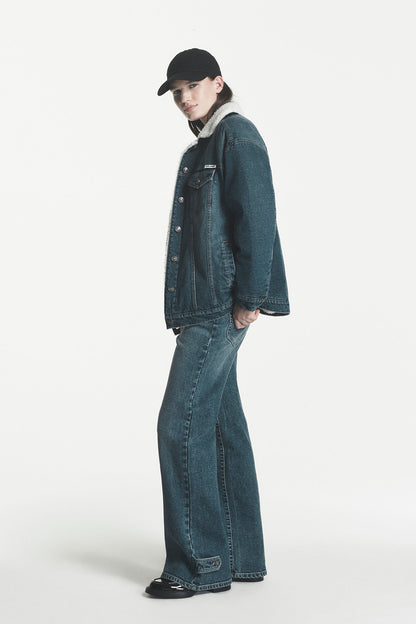DKNY SHERPA COLLAR DENIM TRUCKER JACKET
