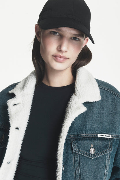 DKNY SHERPA COLLAR DENIM TRUCKER JACKET