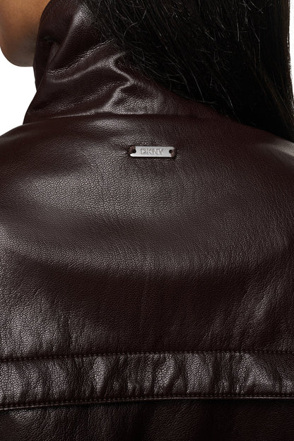DKNY FAUX LEATHER BOMBER