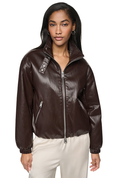 DKNY FAUX LEATHER BOMBER