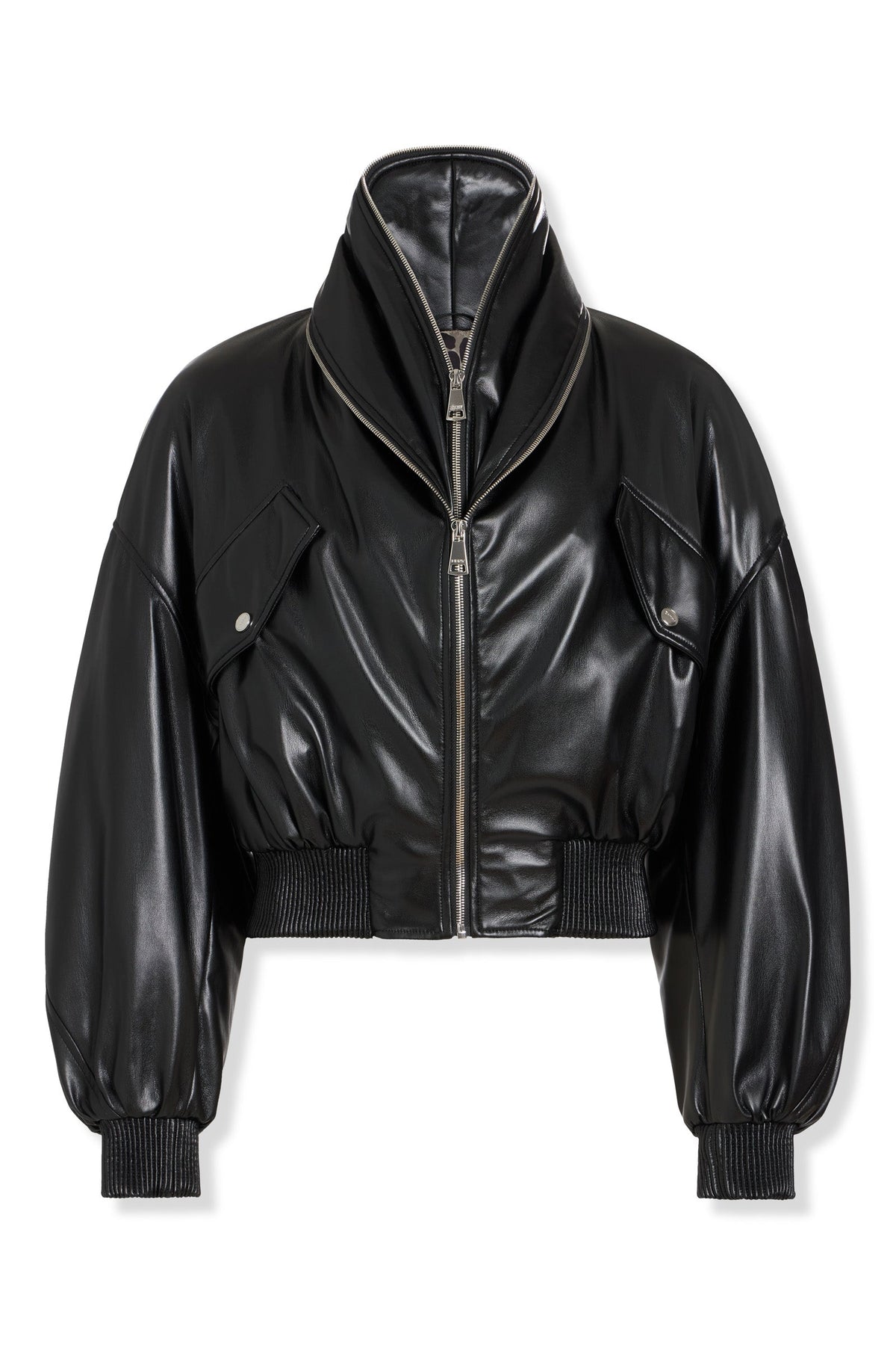 DKNY FAUX LEATHER BOMBER JACKET