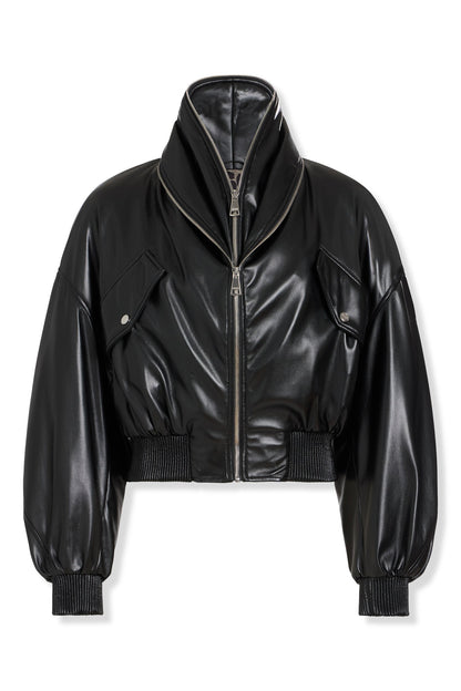 DKNY FAUX LEATHER BOMBER JACKET