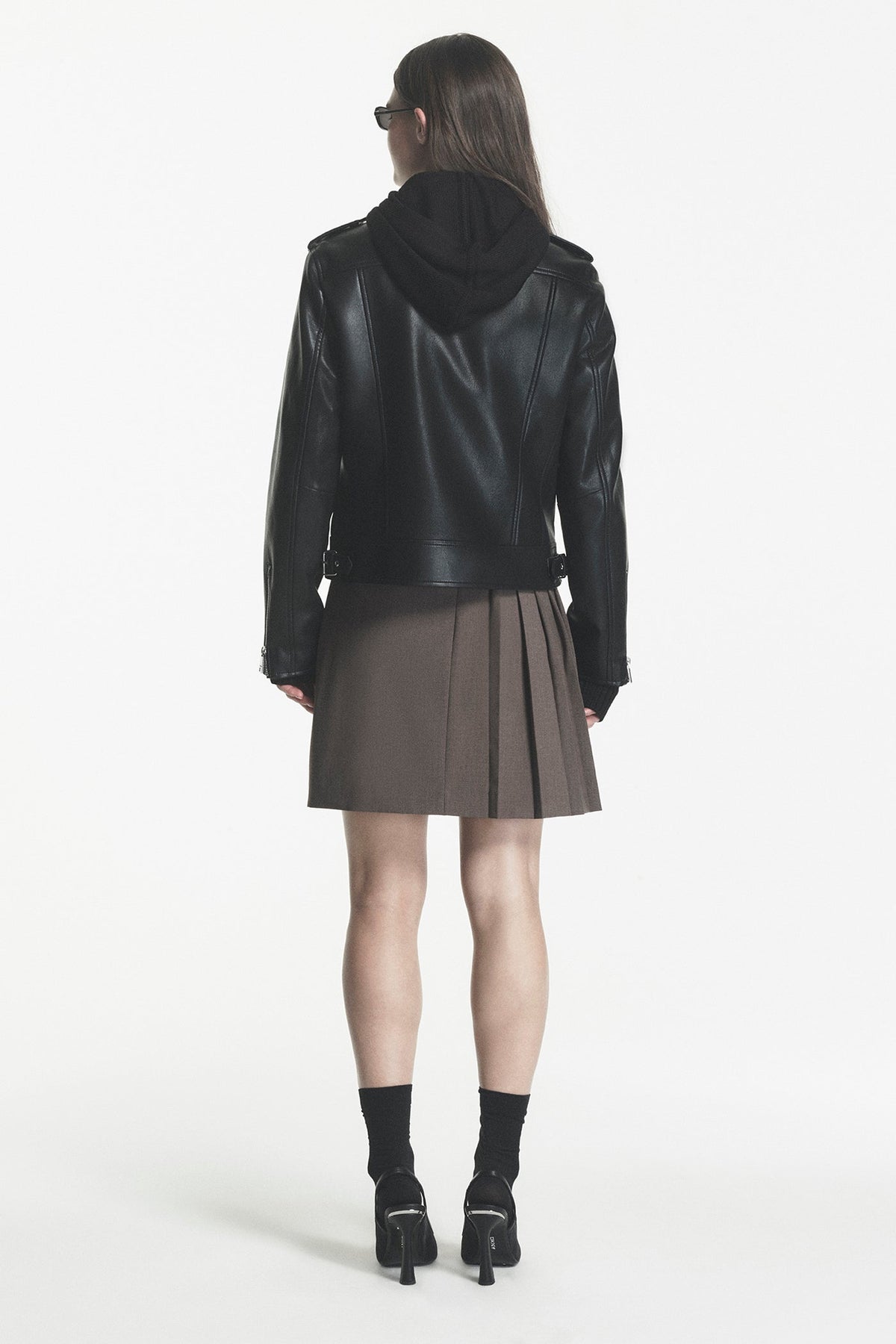 DKNY FAUX LEATHER MOTO JACKET
