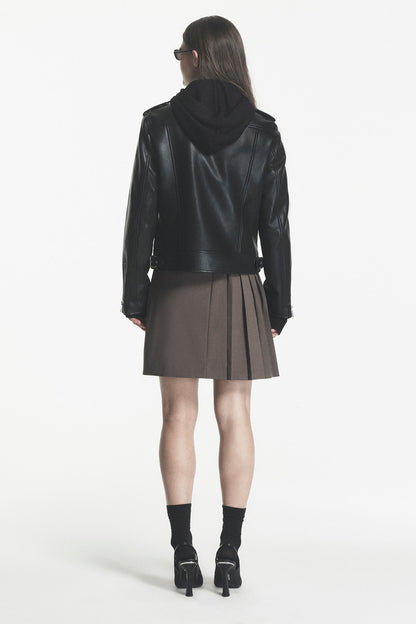 DKNY FAUX LEATHER MOTO JACKET