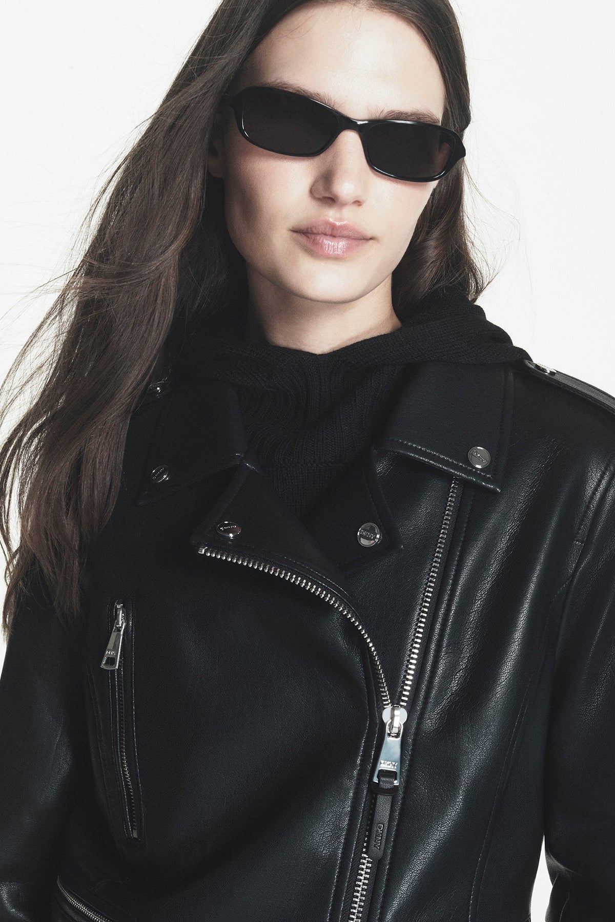 DKNY FAUX LEATHER MOTO JACKET