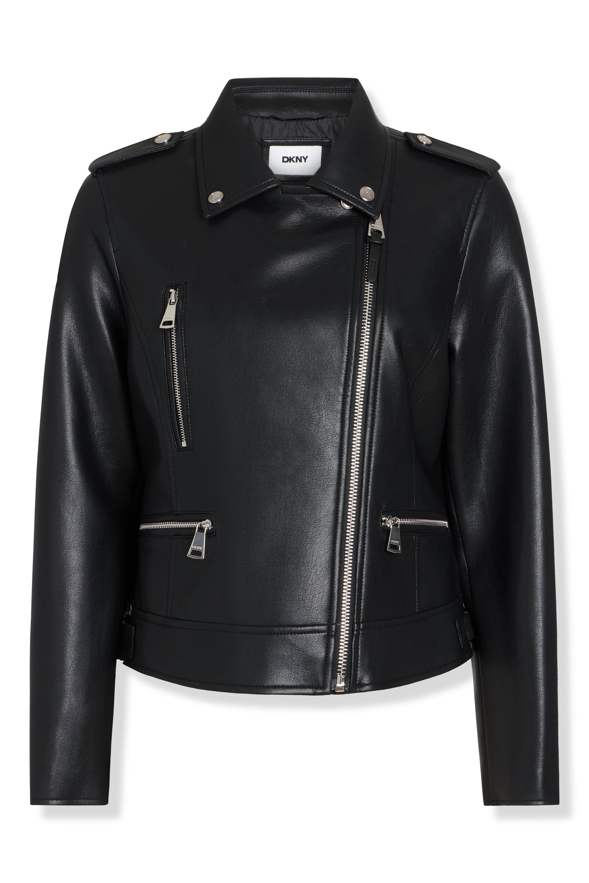 DKNY FAUX LEATHER MOTO JACKET