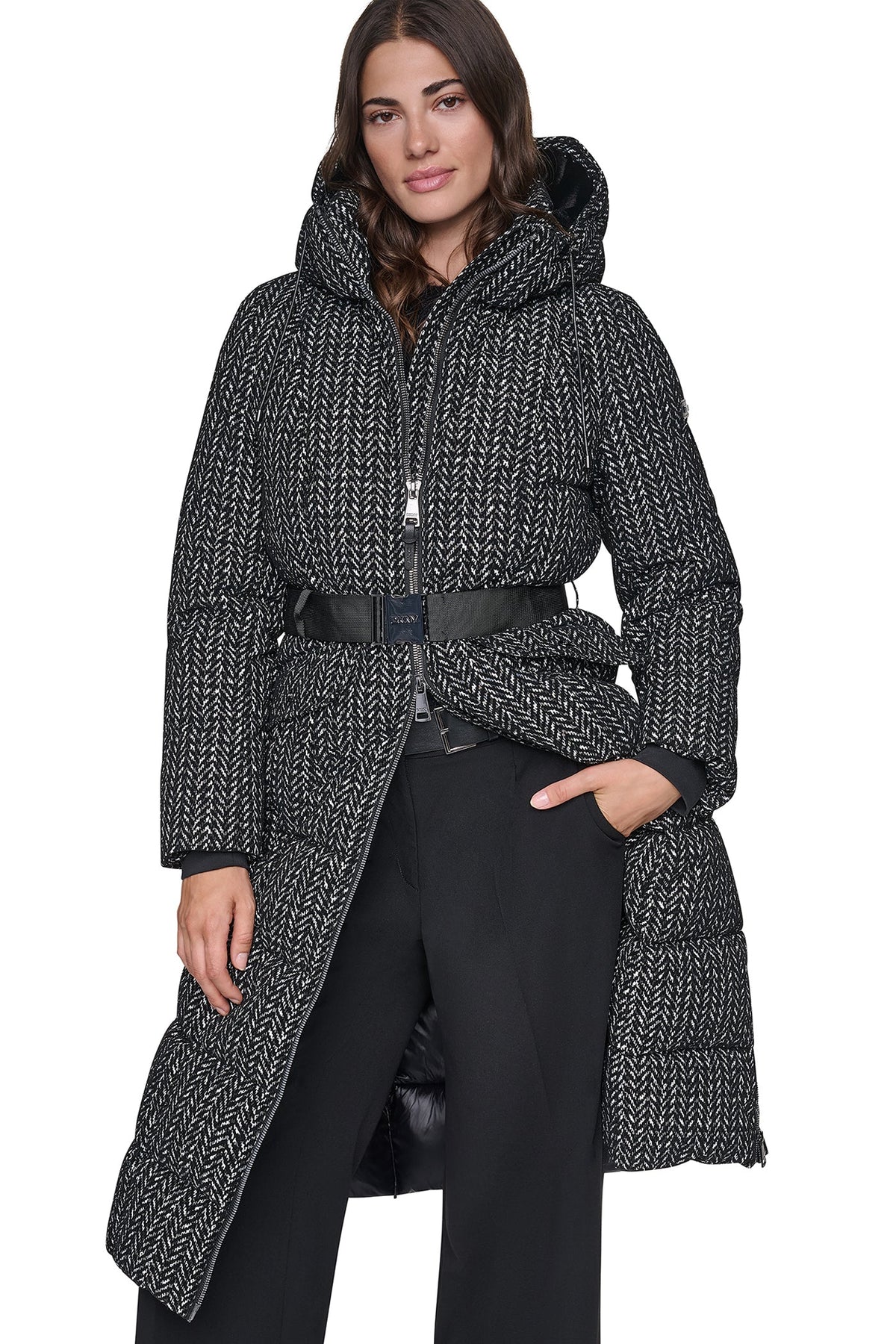 DKNY MAXI PUFFER WITH BELT
