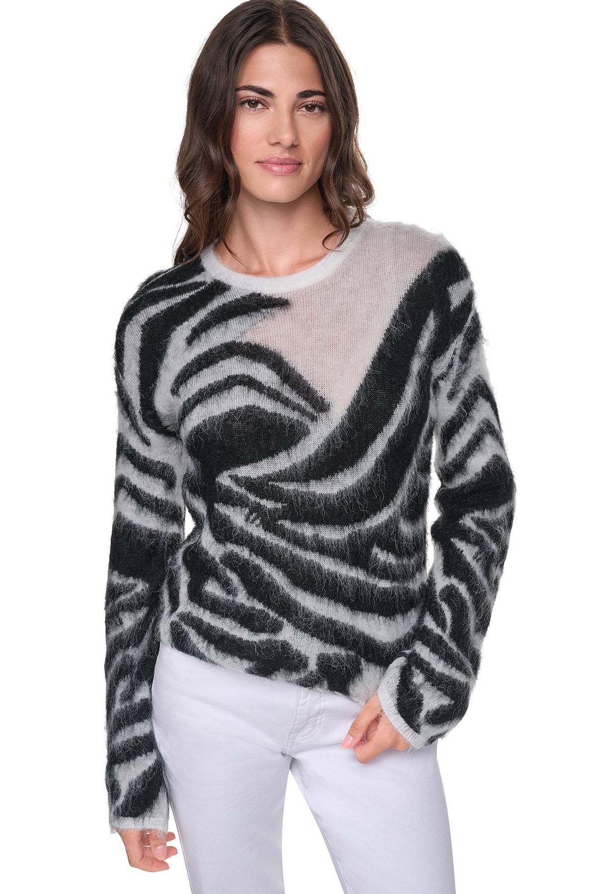 DKNY BRUSHED ANIMAL INTARSIA SWEATER