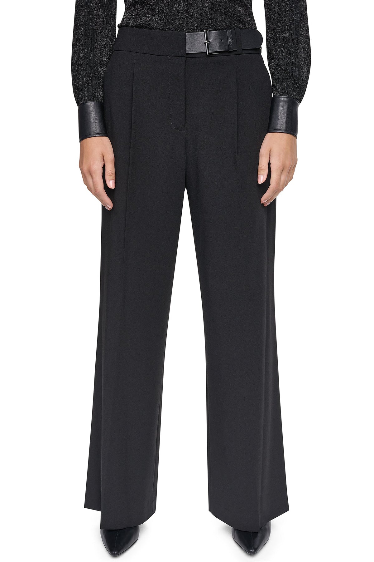 DKNY BELTED WIDE LEG TROUSER