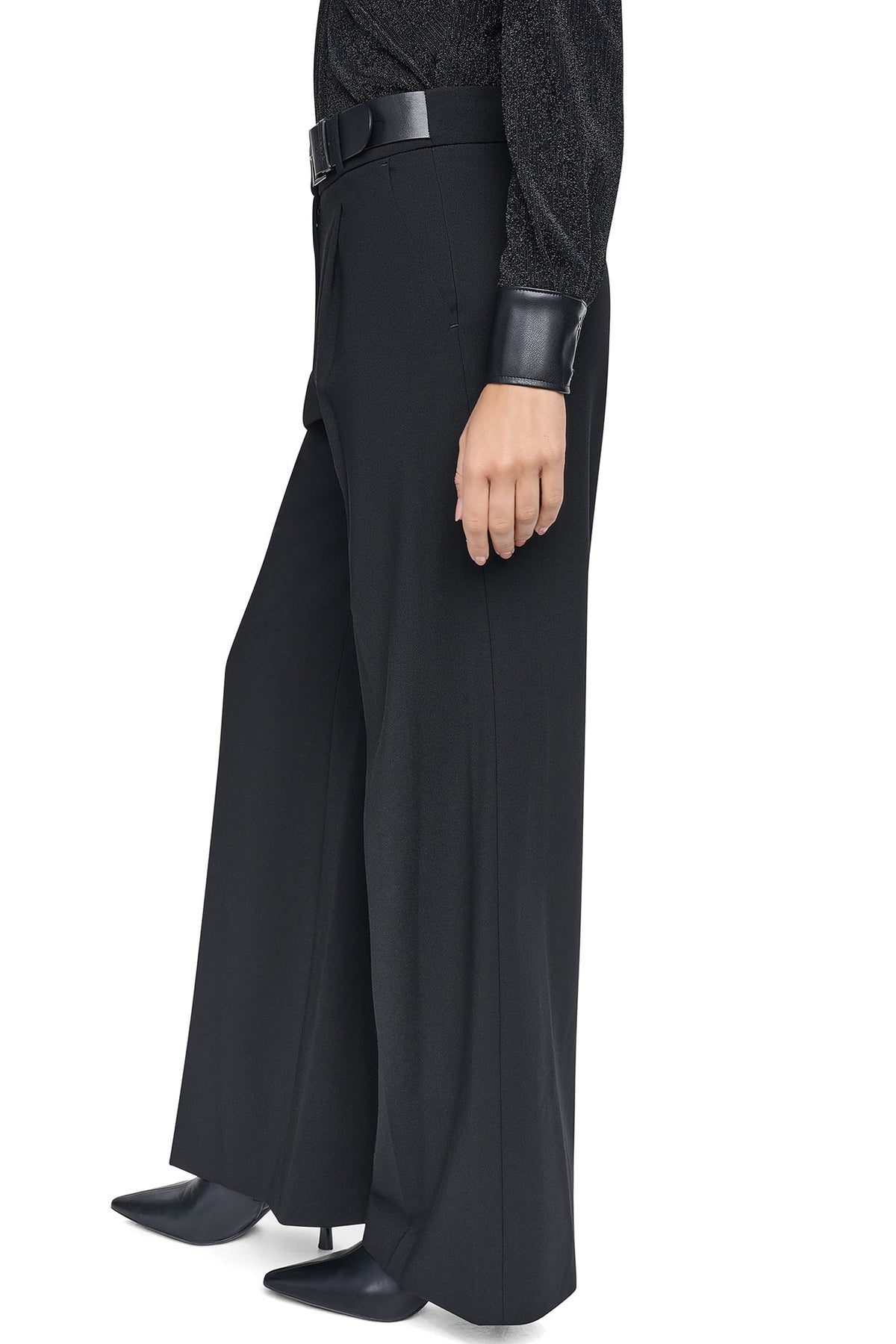 DKNY BELTED WIDE LEG TROUSER