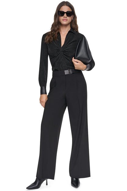 DKNY BELTED WIDE LEG TROUSER