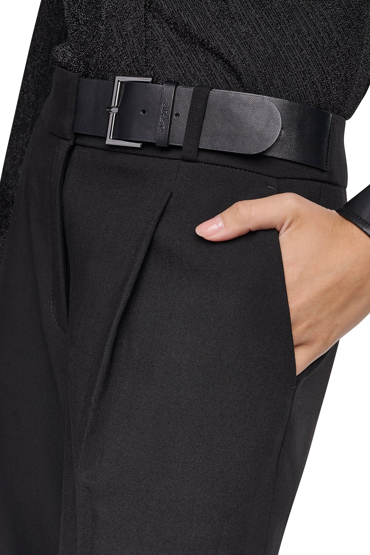 DKNY BELTED WIDE LEG TROUSER