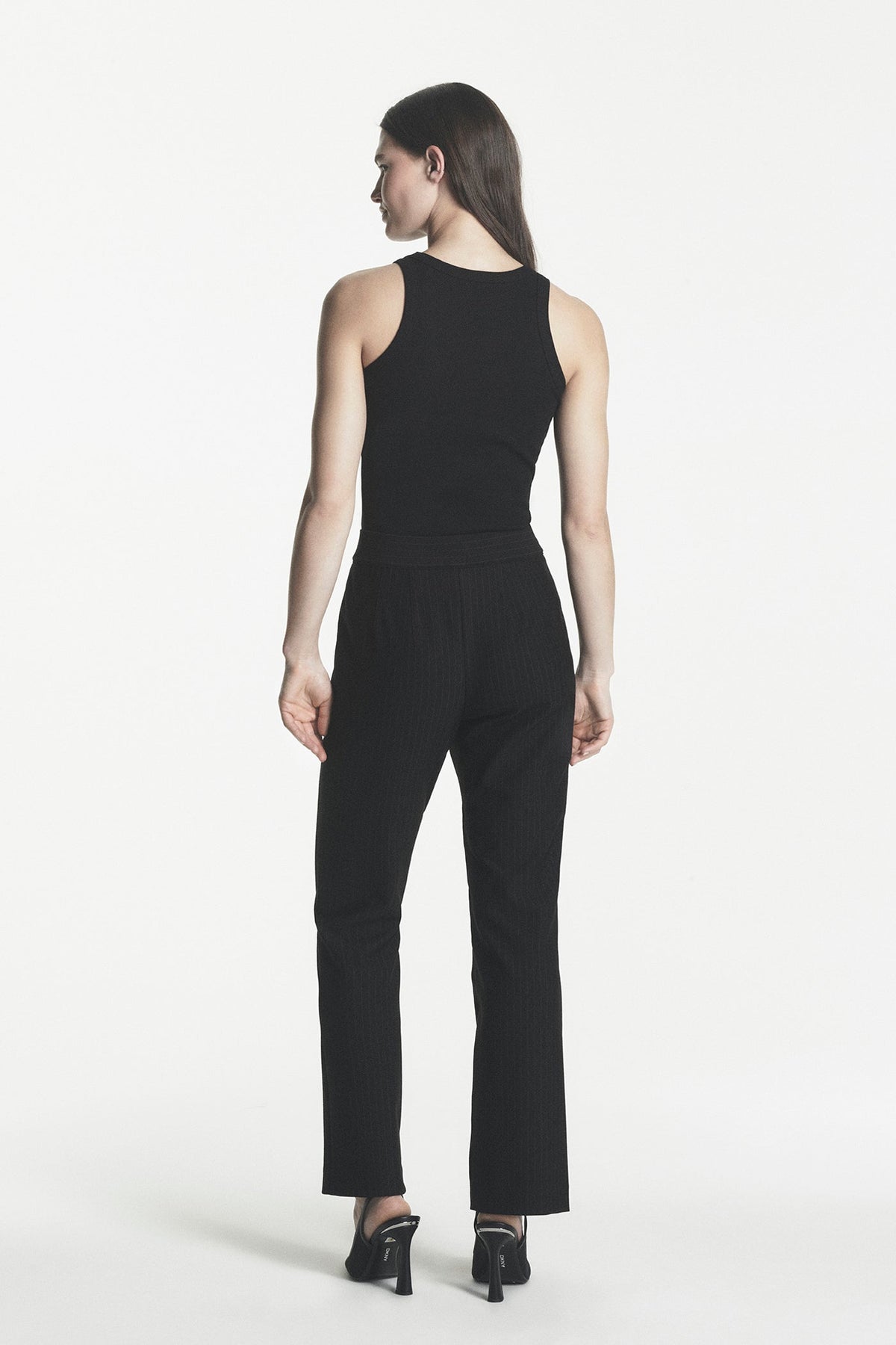 DKNY HIGH-RISE PINSTRIPE PANT