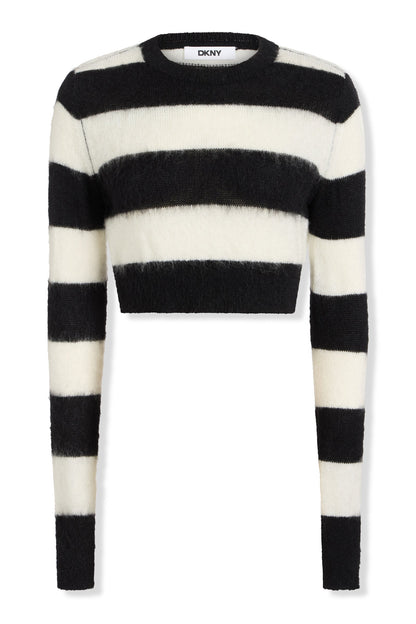 DKNY STRIPE CREW NECK SWEATER