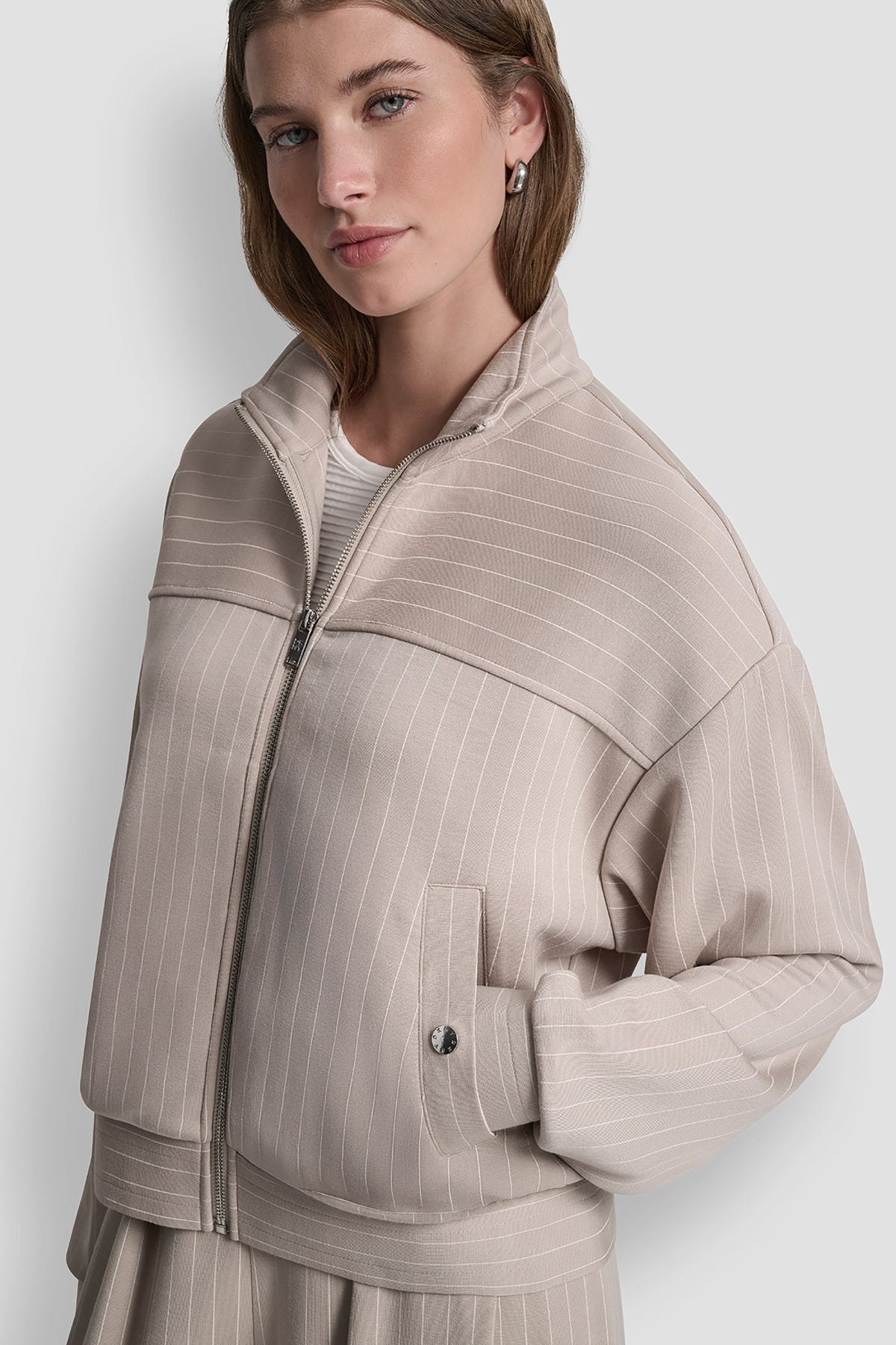 DKNY PINSTRIPED TRACK JACKET
