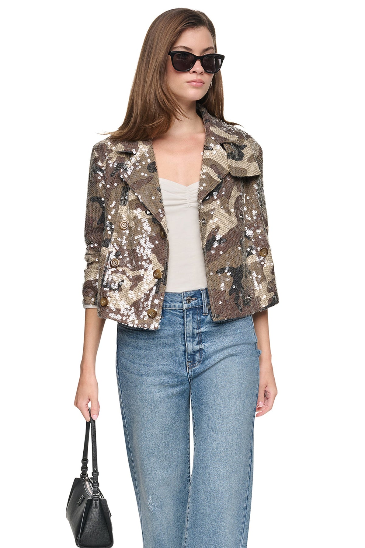 DKNY SEQUIN DOUBLE BREASTED TRENCH COAT