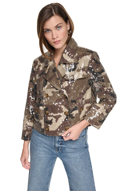 DKNY SEQUIN DOUBLE BREASTED TRENCH COAT