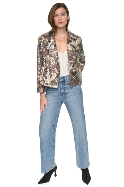 DKNY SEQUIN DOUBLE BREASTED TRENCH COAT
