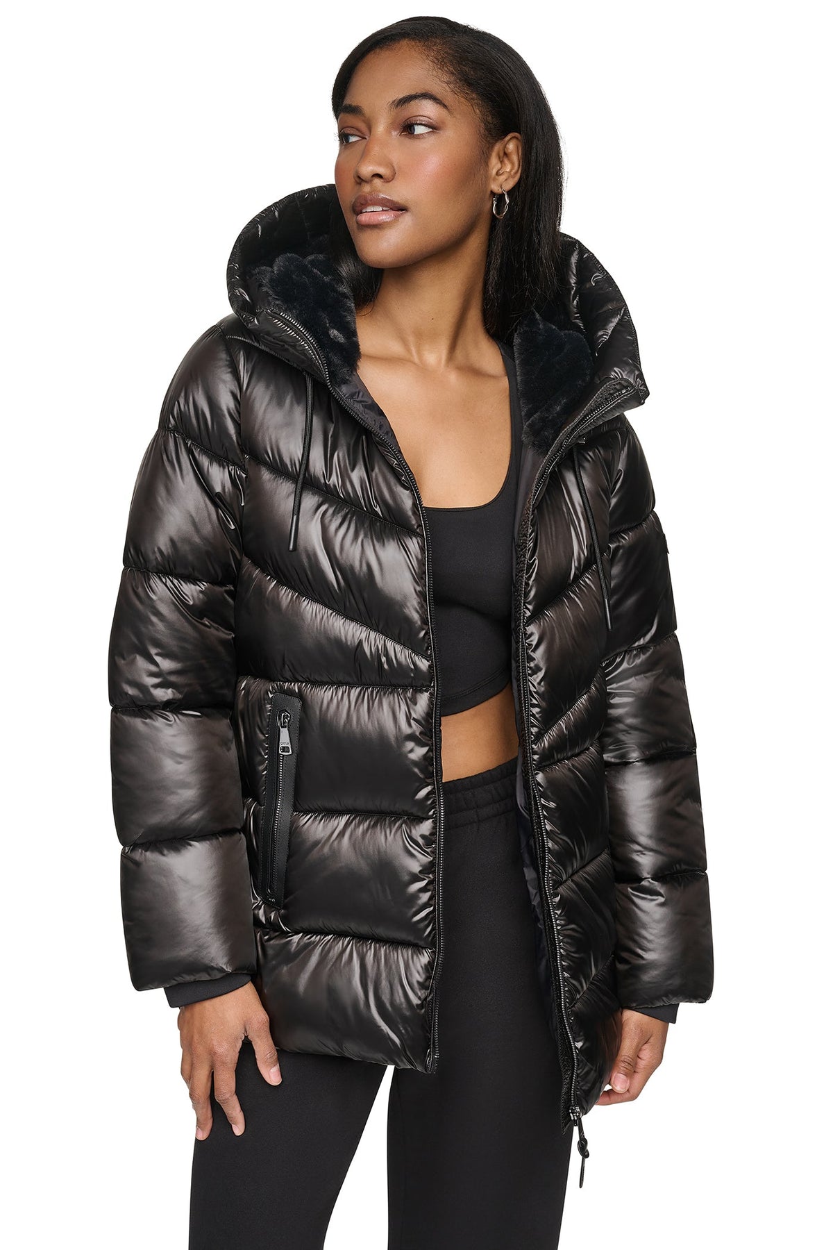 DKNY PEARALIZED HOODED PUFFER