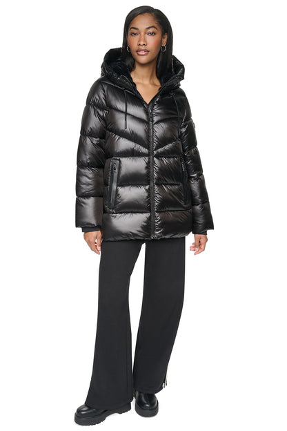 DKNY PEARALIZED HOODED PUFFER