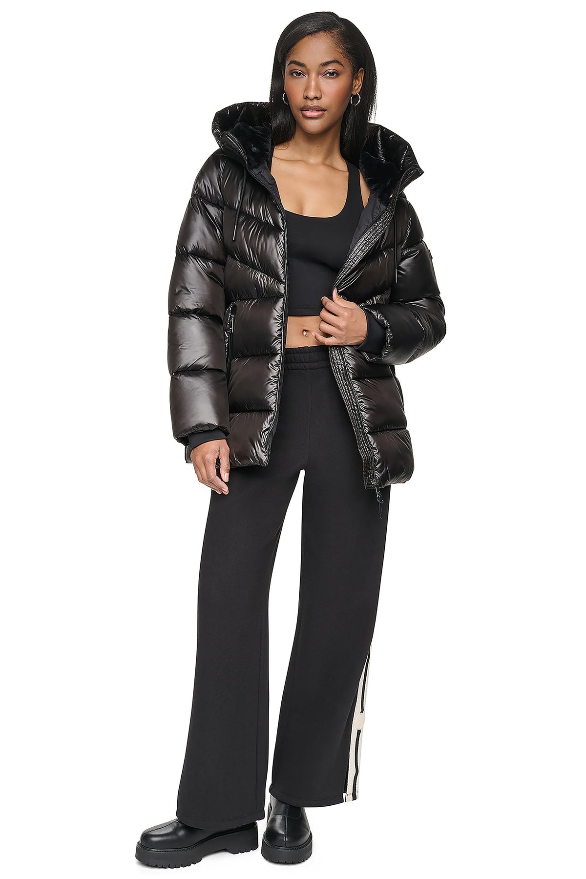 DKNY PEARALIZED HOODED PUFFER